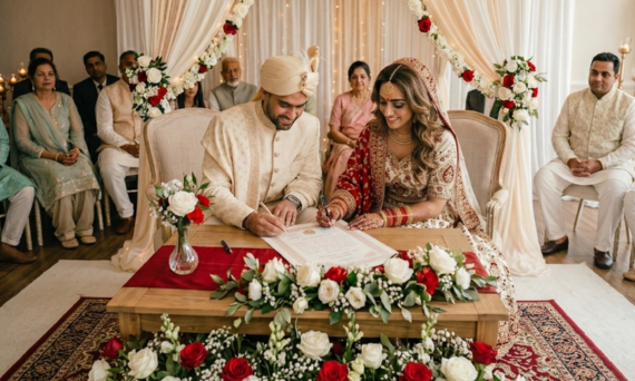 Elegant wedding celebration setup